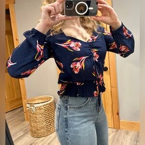Express Navy Floral Women's Blouse